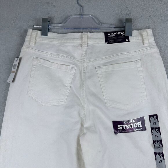 Gloria Vanderbilt Amanda Capri Jeans Women Size 12 Ultra Stretch High Rise White - Picture 4 of 12